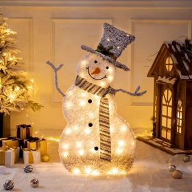 1Pc LED Christmas Snowman Decoration Light Collapsible Battery Operated Lighted Snowman Indoor Outdoor Garden Light With Removable Hands Scarf
