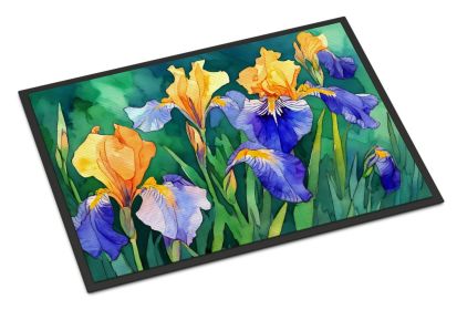 NEW Tennessee Iris in Watercolor Doormat Front Door Mat Indoor Outdoor Rugs for Entryway, Non Slip Washable Low Pile, 18H X 27W