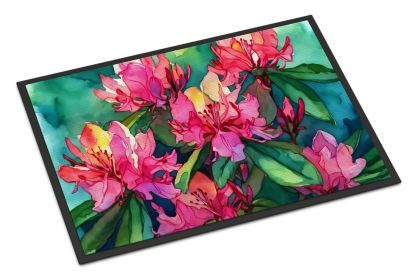 NEW West Virginia Rhododendrons in Watercolor Doormat Front Door Mat Indoor Outdoor Rugs for Entryway, Non Slip Washable Low Pile, 18H X 27W