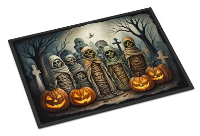NEW Mummies Spooky Halloween Doormat Front Door Mat Indoor Outdoor Rugs for Entryway, Non Slip Washable Low Pile, 18H X 27W