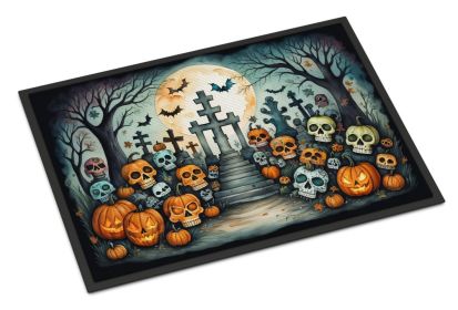 NEW Calaveras Sugar Skulls Spooky Halloween Doormat Front Door Mat Indoor Outdoor Rugs for Entryway, Non Slip Washable Low Pile, 18H X 27W
